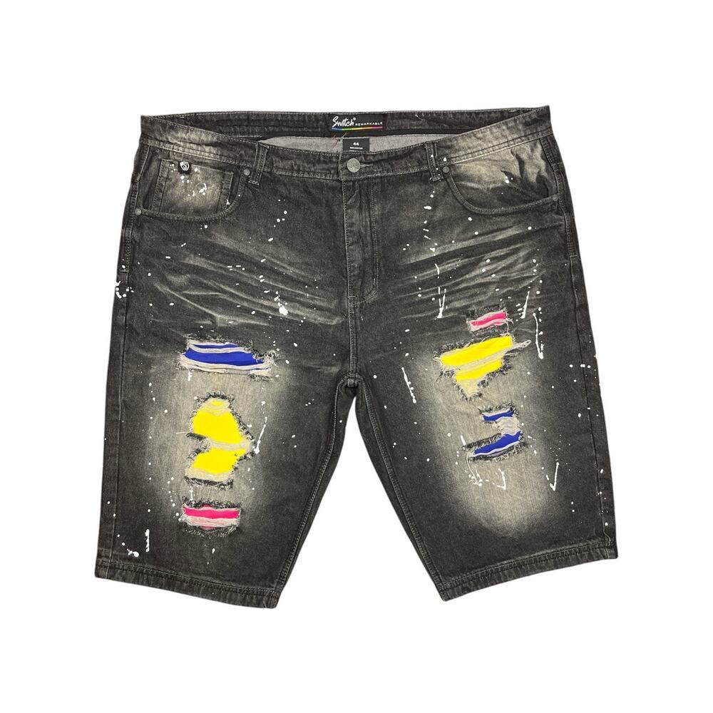Switch Remarkable Distressed Paint Splatter Denim Shorts - Size 44 -